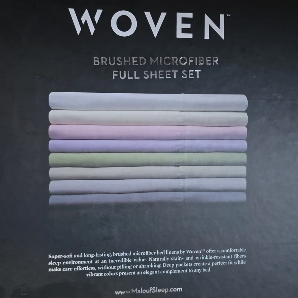 Malouf Woven Brushed Microfiber Full Sheet Set 4 piece Set NEW